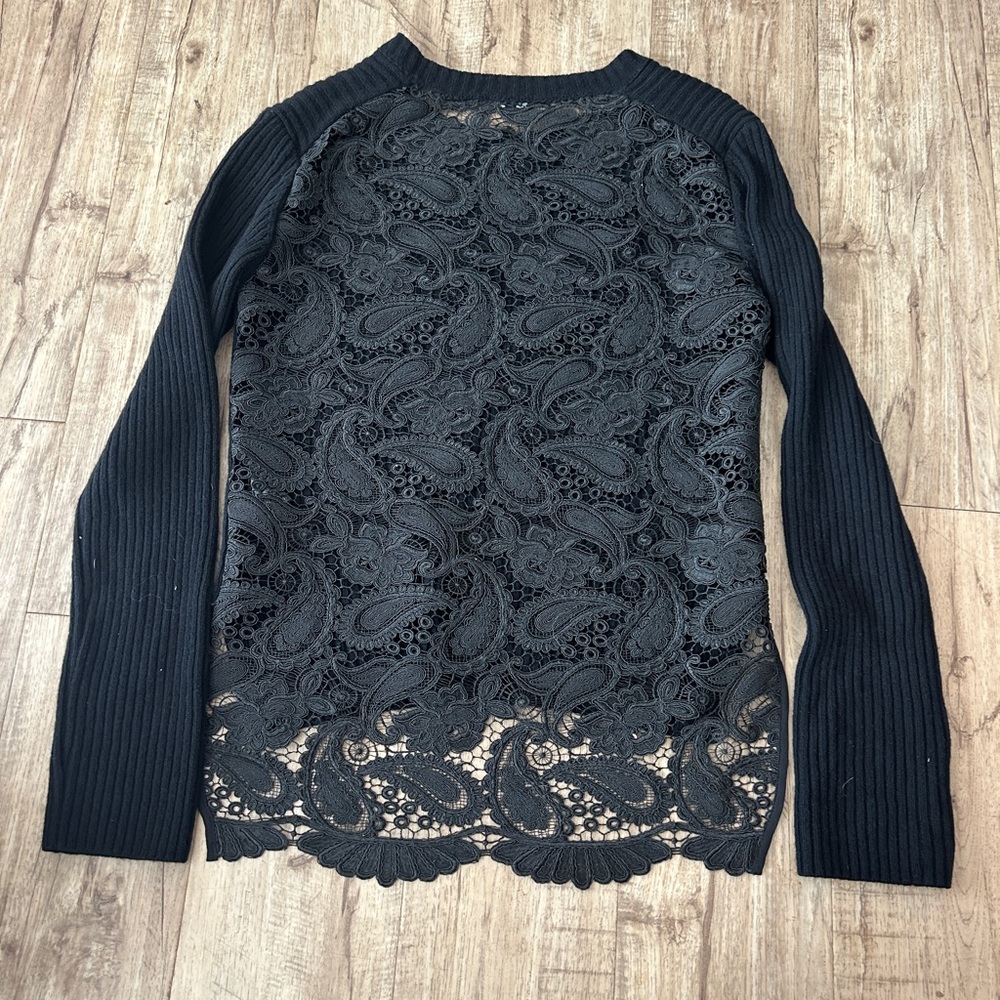 Ann Demeulemeester Black Ribbed Sweater with Lace Back - Picture 2 of 9